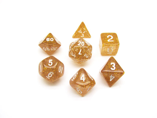 Polyhedral 7-Die Glitter Dice Set - Yellow