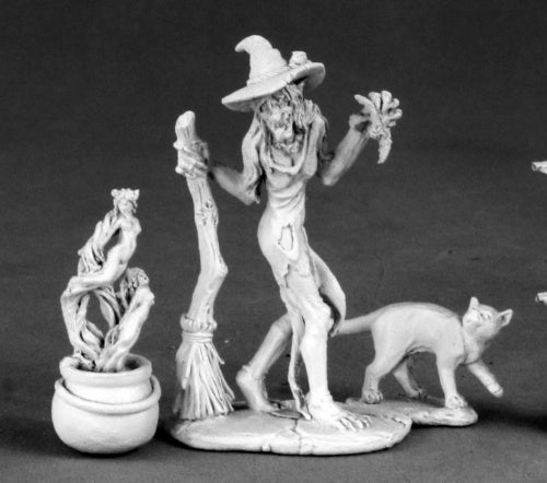 Reaper Miniatures Witch, Cauldron & Cat #03549 Dark Heaven Unpainted Metal