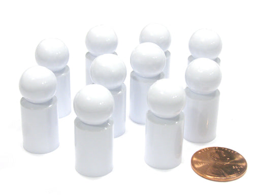 Set of 10 Ball Pawns 30mm Peg Pieces for Board Game Play - White