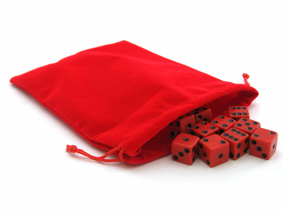 6" x 8" Soft Velvet Drawstring Gaming Pouch Dice Bag - Red