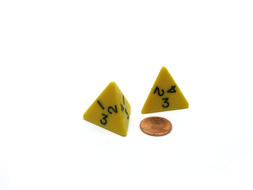 Pack of 2 D4 4-Sided Jumbo Opaque Dice - Yellow with Black Numbers