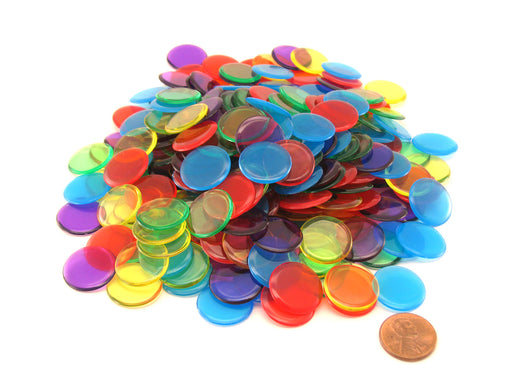Pack of 250 5 Assorted Colors Extra Thick 3/4" 19mm Sorting Chips