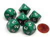 Pack of 6 16mm 10-Sided D5 Numbered 1 to 5 Twice Dice - Green with White