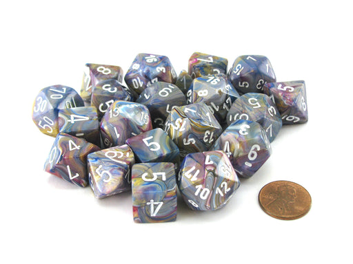 Bag of 20 Festive Polyhedral Dice - Carousel with White Numbers