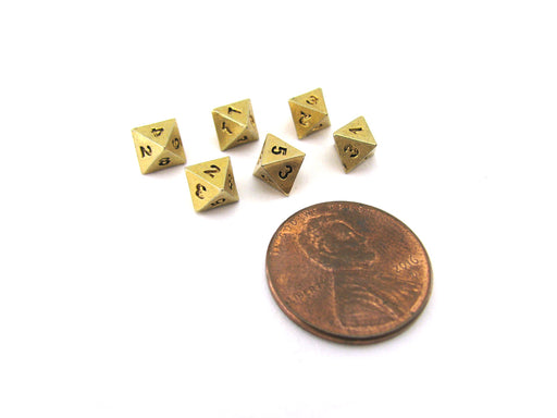 Micro Metal 5mm Gold Colored Chessex Dice, 6 Pieces - D8