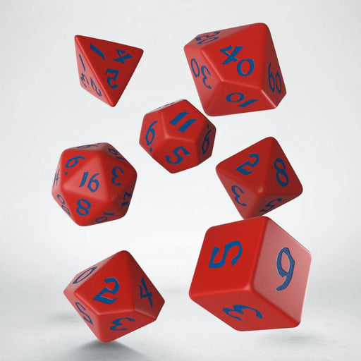 Classic Runic 7 Piece Polyhedral Dice Set - Red & Blue