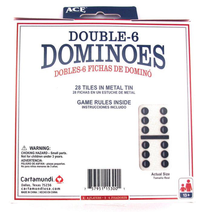 Ace Double Six Dominoes Game in Tin Case for 2 to 4 Players - 28 Dominoes