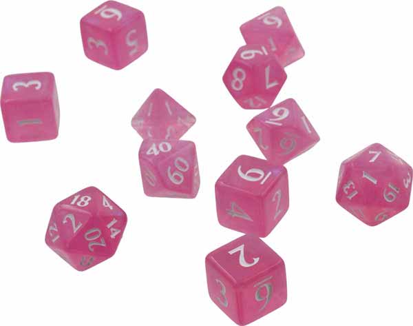 Polyhedral 11 Piece Eclipse Dice Set - Hot Pink