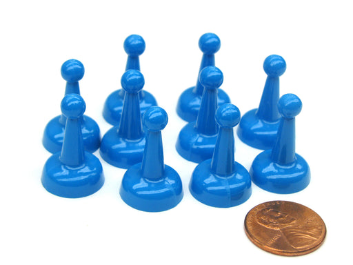 Set of 10 Standard Pawns 25mm Peg Pieces for Board Game Play - Blue