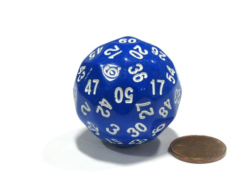 Sixty-Sided D60 35mm Large Gaming Dice - Blue with White Numbers