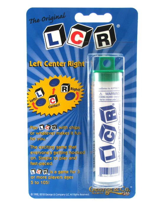The Original LCR Left Center Right Dice Game In Tube Blister - Green