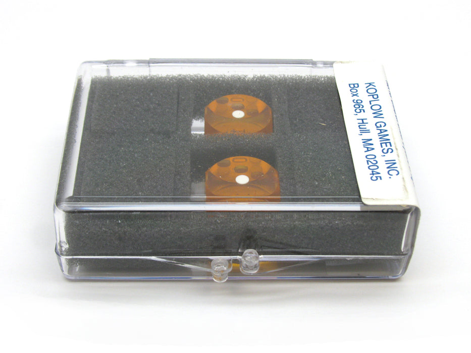 Transparent Precision Backgammon 5/8" Dice, 2 Pieces in Case - Yellow with White