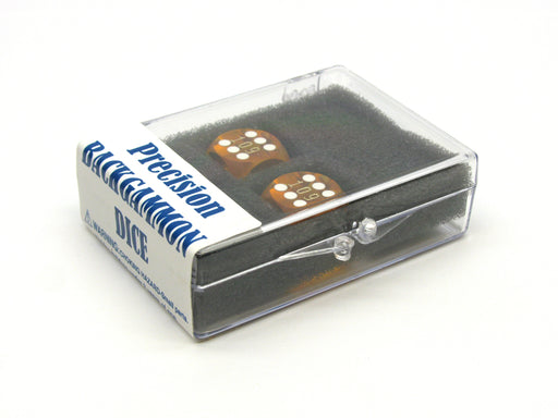 Transparent Precision Backgammon 5/8" Dice, 2 Pieces in Case - Yellow with White