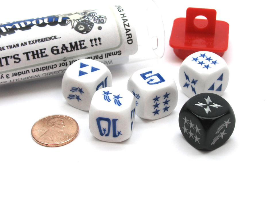 Cosmic Wimpout Dice Game - 5 Dice Set with Travel Tube and Instructions