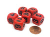 Set of 6 Skull and Crossbones 16mm Numerical Dice - Red with Black Pips