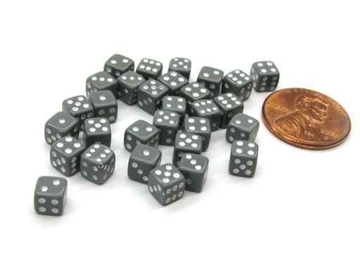 30 Deluxe Rounded Corner Six Sided D6 5mm .197 Inch Small Tiny Dice - Gray