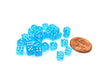 Set of 30 D6 5mm Transparent Rounded Corner Dice - Aqua with White Pips