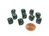 Pack of 10 Deluxe Round Edge Small 10mm Opaque D6 Dice - Green