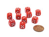 Pack of 10 Deluxe Round Edge Small 10mm Opaque D6 Dice - Red