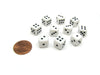 Pack of 10 Deluxe Round Edge Small 10mm Opaque D6 Dice - White