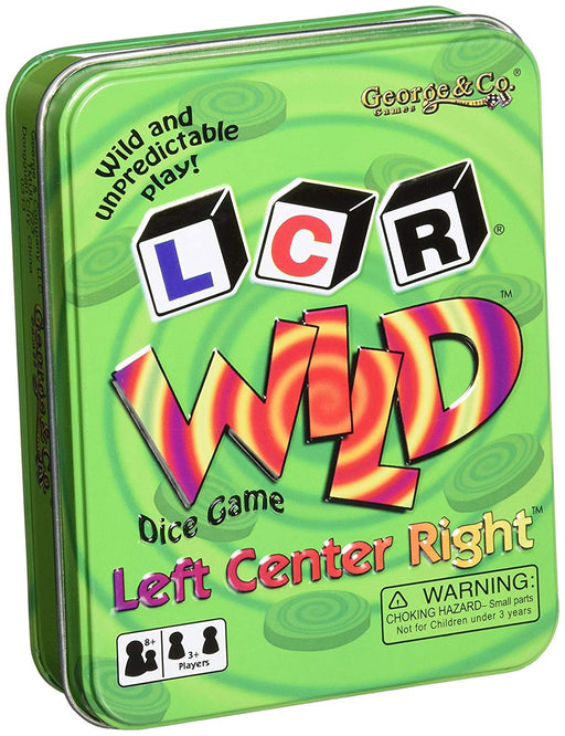 Left Right Center (LCR) Wild Dice Game in Green Tin