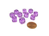 Pack of 10 Deluxe Round Edge Small 10mm Transparent D6 Dice - Purple