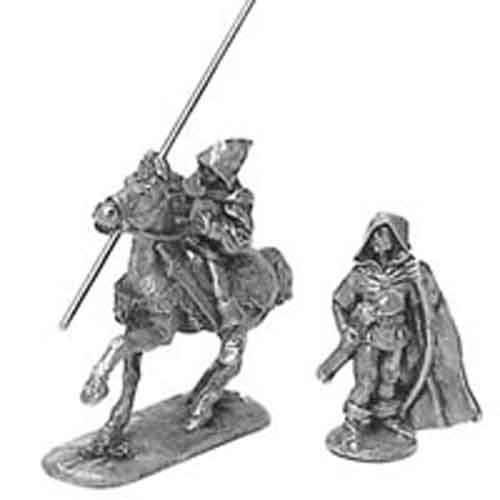 Ral Partha Ranger Set, Mounted and on Foot (2) #01-027 Unpainted Metal Figures