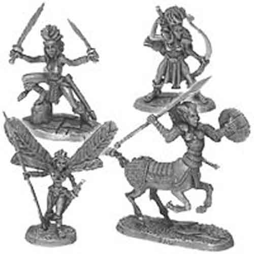 Ral Partha Savage Sisters Female Mercenaries - 2 Elves, Sprite, Centaur Figures