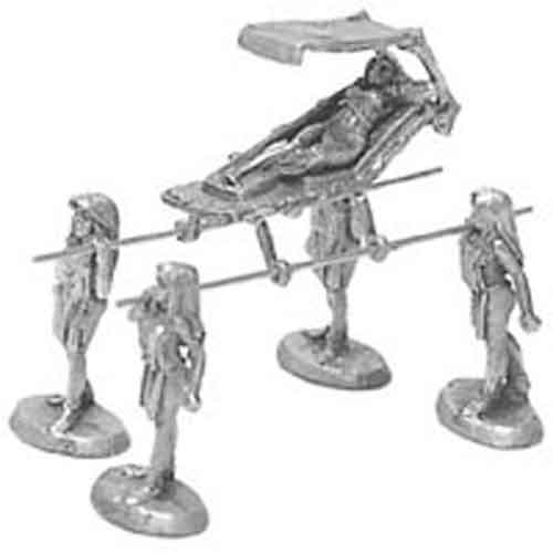 Ral Partha Sorceress on Palanquin and 4 Slave Bearers 01-173 Unpainted Metal