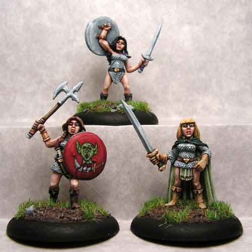 Ral Partha Dwarf Shield Maidens (3 Pieces) #01-183 Unpainted RPG Metal Figure