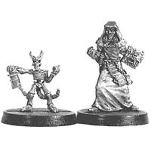 Ral Partha Necromancer and Skeletal Familiar #01-208 Unpainted RPG Metal Figure