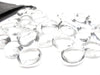 Glass Stones Board Game Pieces (approx 40 pieces) with Gray Velour Bag - Clear