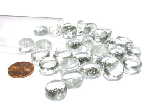 Tube of 20-25 Glass Gaming Stones Board Game Pieces - Clear