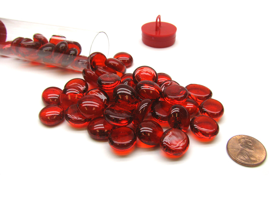 Tube of 40 Glass Gaming Stones (12-15mm) - Crystal Red