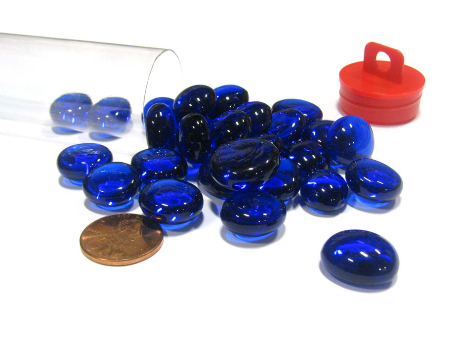 Tube of 20-25 Glass Gaming Stones Board Game Pieces - Dark Blue