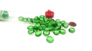 Tube of 40 Glass Gaming Stones Board Game Pieces - Light Green