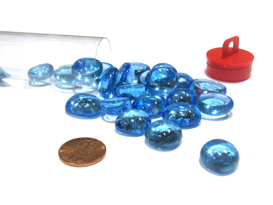 Tube of 40 Glass Gaming Stones (12-15mm) - Light Blue