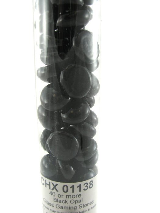 Tube of 40 Glass Gaming Stones (12-15mm) - Black Opal