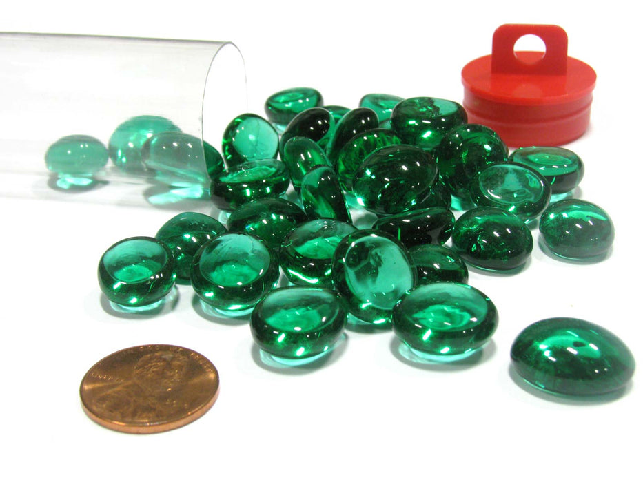 Tube of 20 or More Glass Gaming Stones Board Game Pieces - Teal