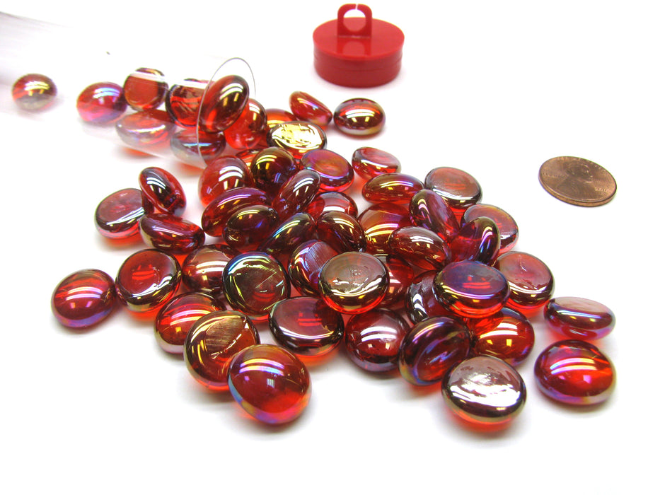 Tube of 40 Glass Gaming Stones (12-15mm) - Crystal Red Iridized