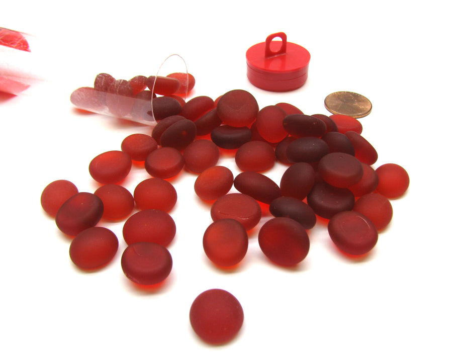 Tube of 40 Glass Gaming Stones (12-15mm) - Crystal Red Frosted