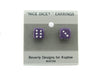 10mm Post Stud Dice Earrings - Opaque Purple with White Pips