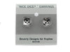 10mm Post Stud Dice Earrings - Transparent Clear with Black Pips
