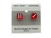 10mm Post Stud Dice Earrings - Transparent Red with White Pips