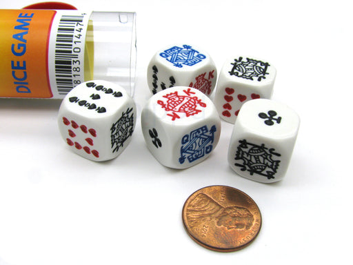 Poker Dice Game with 5 Dice Travel Tube and Gaming Instructions