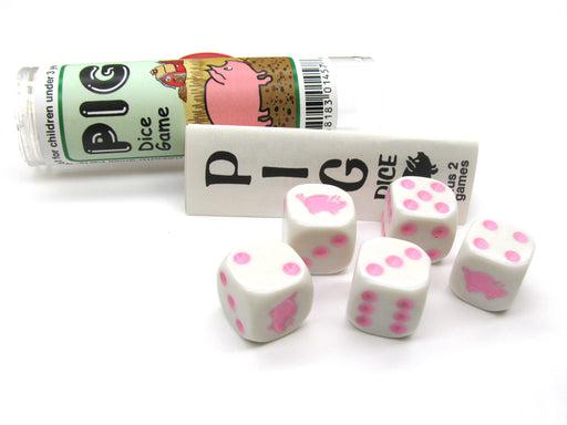 Pig Dice Game 5 Dice Set with Travel Tube and Instructions