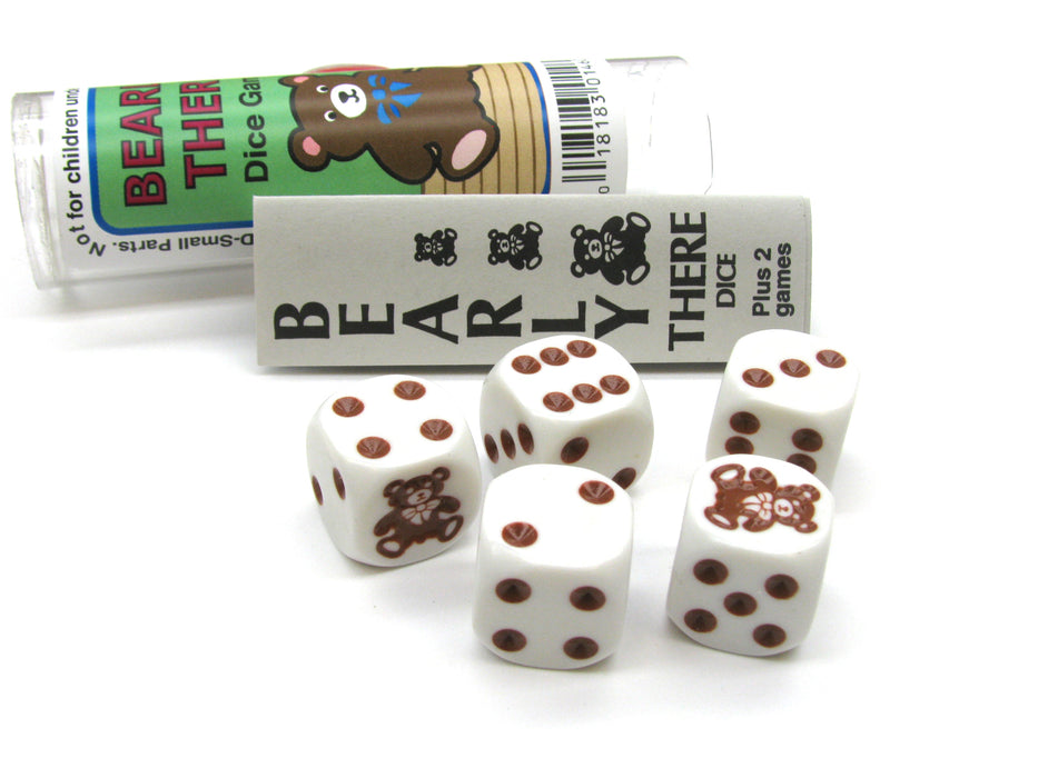 Bearly There Dice Game 5 Dice Set with Travel Tube and Instructions