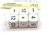 Pack of 6 Basic Addition and Subtraction Math Kit 16mm Dice - White with Black