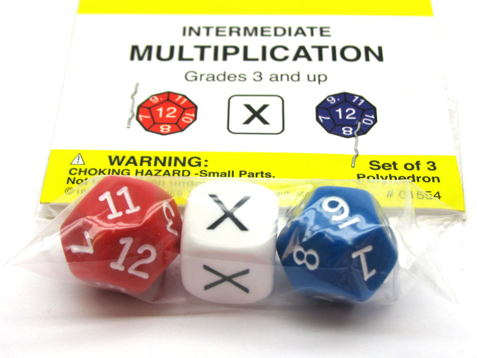 Pack of 3 Intermediate Multiplication Math Dice Kit