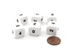 Pack of 6 Opaque Math Number (0-5) 16mm Dice - White with Black Small Numbers